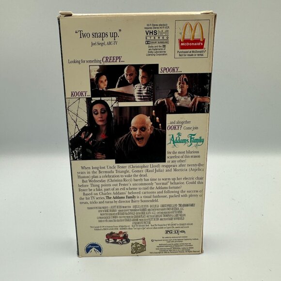 The Addams Family VHS 1991 Comedy Barry Sonnenfeld Christina Ricci PG-13 - Picture 2 of 4